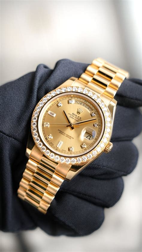 rolex day date yellow gold diamond bezel|rolex perpetual day date 36.